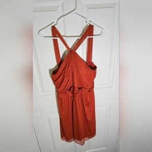 Davids Bridal Shiffon Crinkle Halter Bridesmaid Dress Orange Size 12